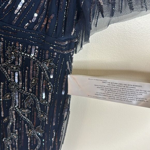 Mac Duggal embellished wrap gown with front slit in midnight size 16 dress - Picture 9 of 15